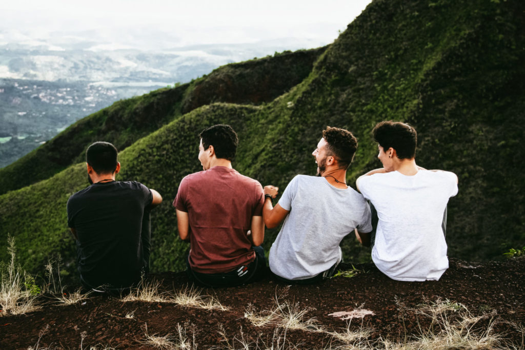 A bunch of friends hanging outdoors