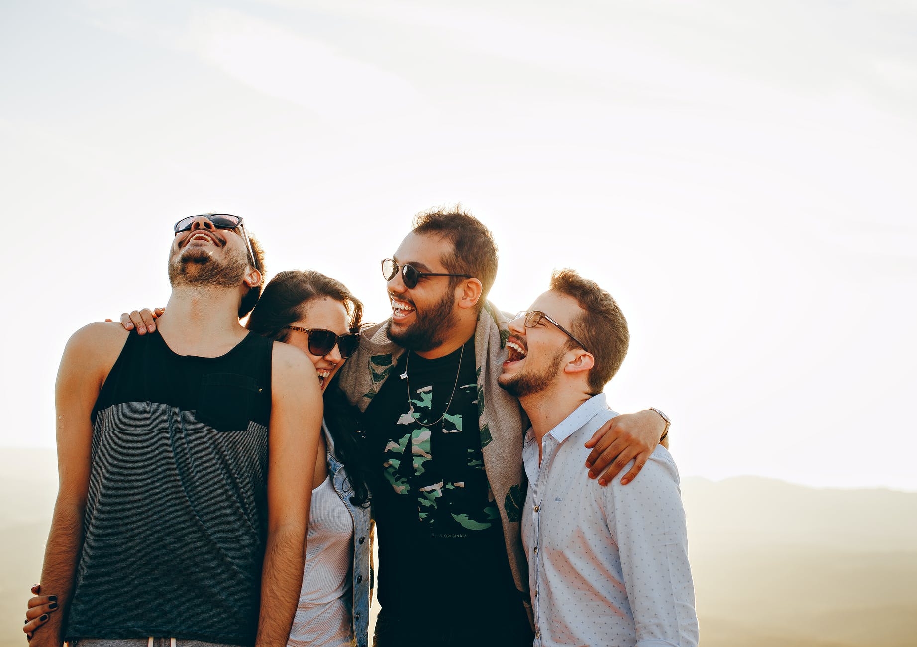 Friends laughing and in bonds of brotherly love